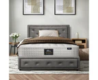 Oikiture Bed Frame King Single Gas Lift Storage with Mattress Grey ENZO