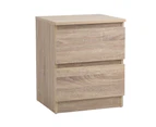 Oikiture Bedside Table Nightstand 2 Drawers Side End Table Storage Cabinet