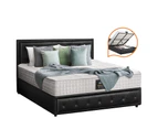 Oikiture Bed Frame Queen Size Gas Lift Storage Mattress Base Black Leather