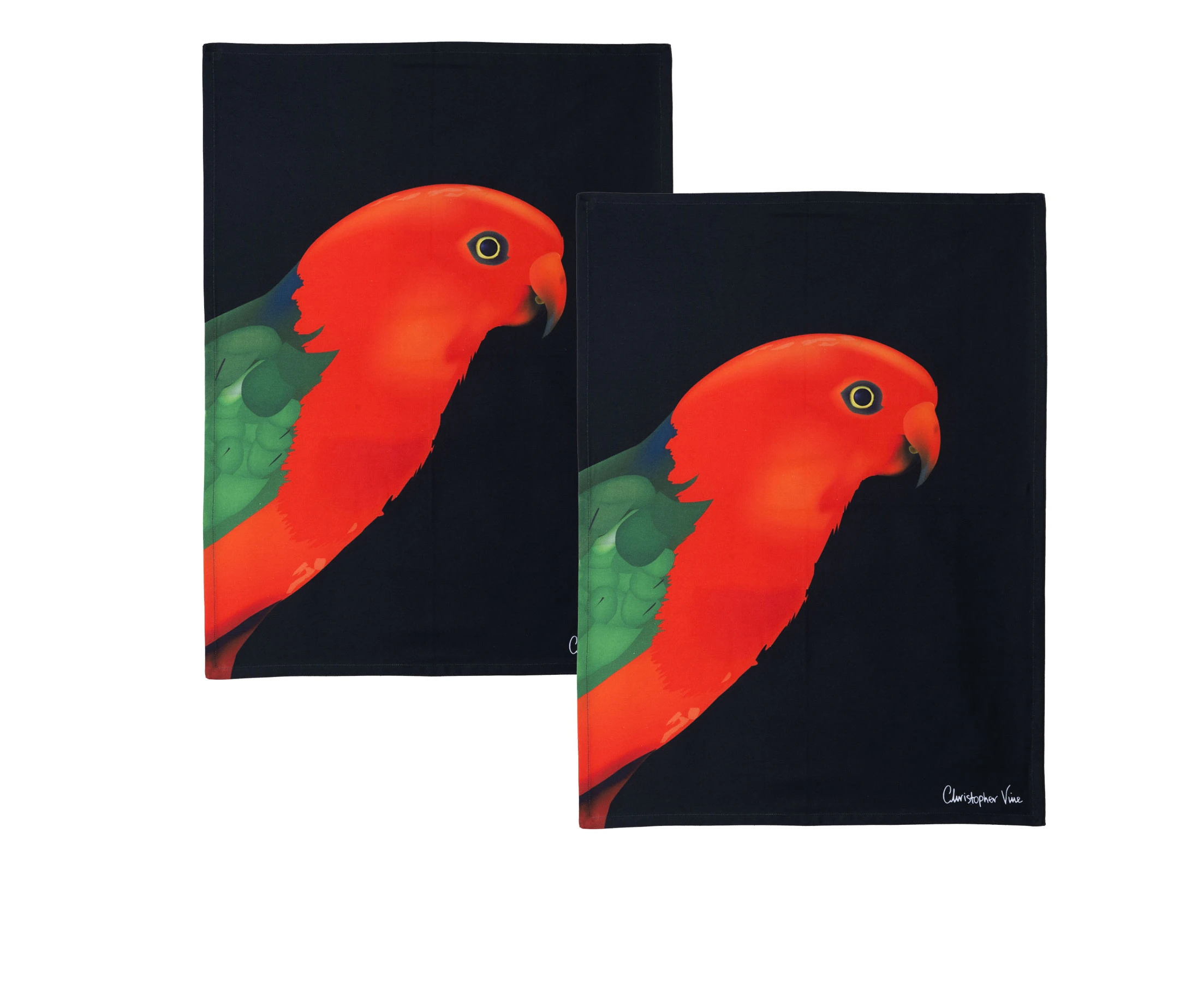 IDC Homewares Set of 2 Christopher Vine Design Tea Towels King Parrot