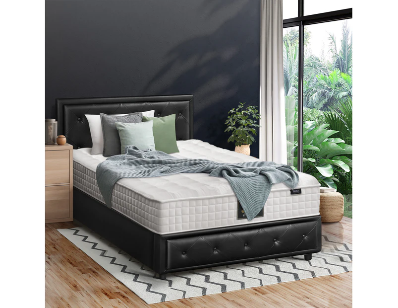 Oikiture Bed Frame King Single Gas Lift Storage Mattress Base Black Leather