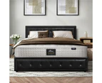 Oikiture Bed Frame Queen Size Gas Lift Storage Mattress Base Black Leather