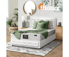 Oikiture Bed Frame King Single Gas Lift Storage with Mattress White ENZO