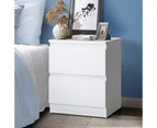 Oikiture Bedside Table Nightstand 2 Drawers Side End Table Storage Cabinet White