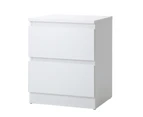 Oikiture Bedside Table Nightstand 2 Drawers Side End Table Storage Cabinet White