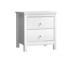 Oikiture Bedside Table Nightstand Side End Table Storage Cabinet 2 Drawers White