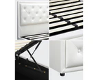 Oikiture Bed Frame Queen Size Gas Lift Storage Mattress Base White Leather