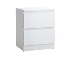 Oikiture Bedside Table Nightstand 2 Drawers Side End Table Storage Cabinet White