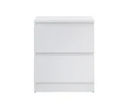 Oikiture Bedside Table Nightstand 2 Drawers Side End Table Storage Cabinet White