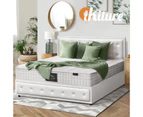 Oikiture Bed Frame Queen Size Gas Lift Storage Mattress Base White Leather