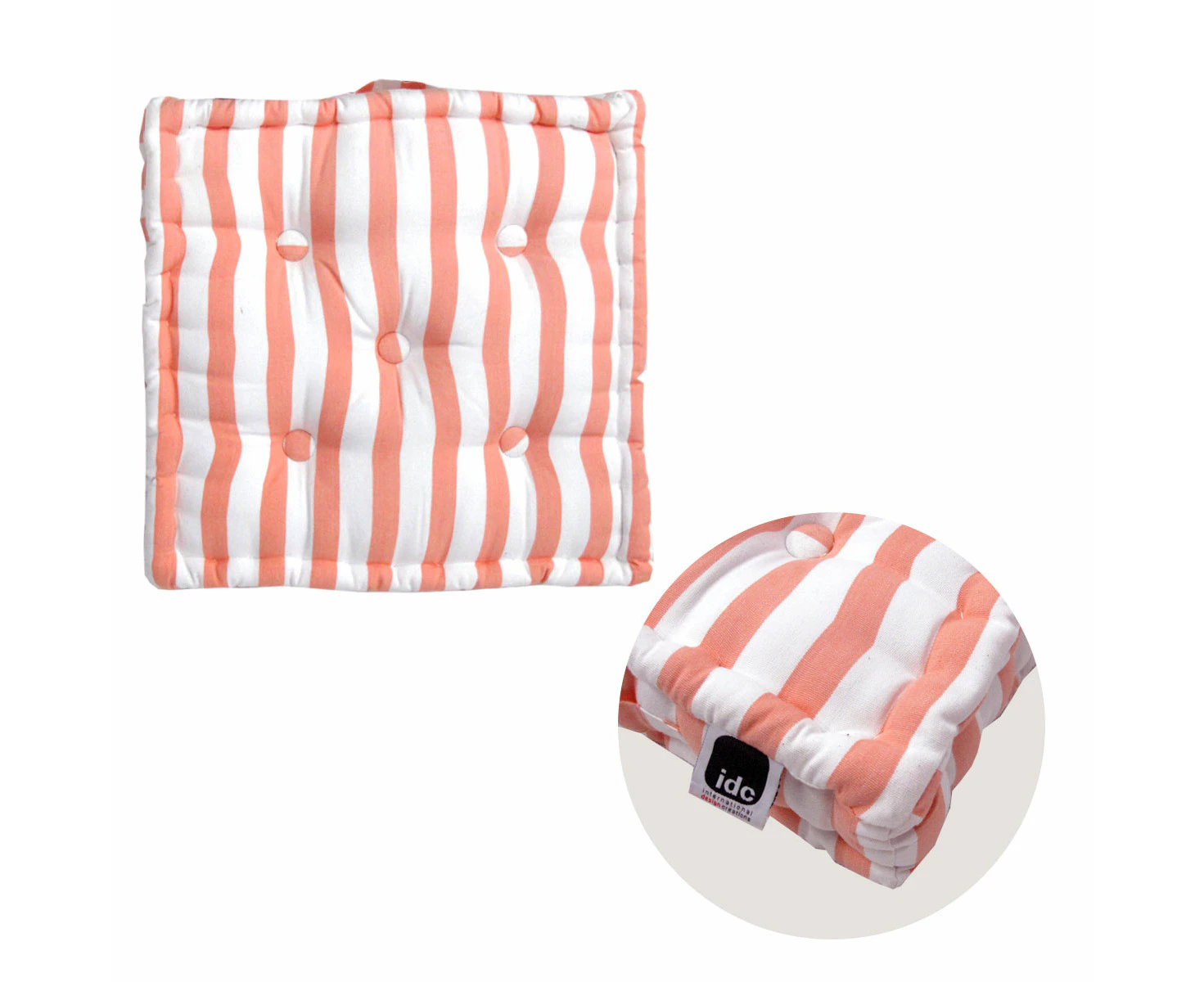 IDC Homewares Coral Stripes Box Cushion 40 x 40 x 10 cm