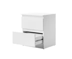 Oikiture Bedside Table Nightstand 2 Drawers Side End Table Storage Cabinet White