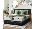 Oikiture Bed Frame Queen Size Gas Lift Storage Mattress Base Black Leather