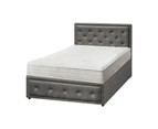 Oikiture Bed Frame King Single Gas Lift Storage with Mattress Grey ENZO