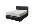 Oikiture Bed Frame Queen Size Gas Lift Storage Mattress Base Black Leather