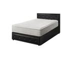 Oikiture Bed Frame King Single Gas Lift Storage Mattress Base Black Leather