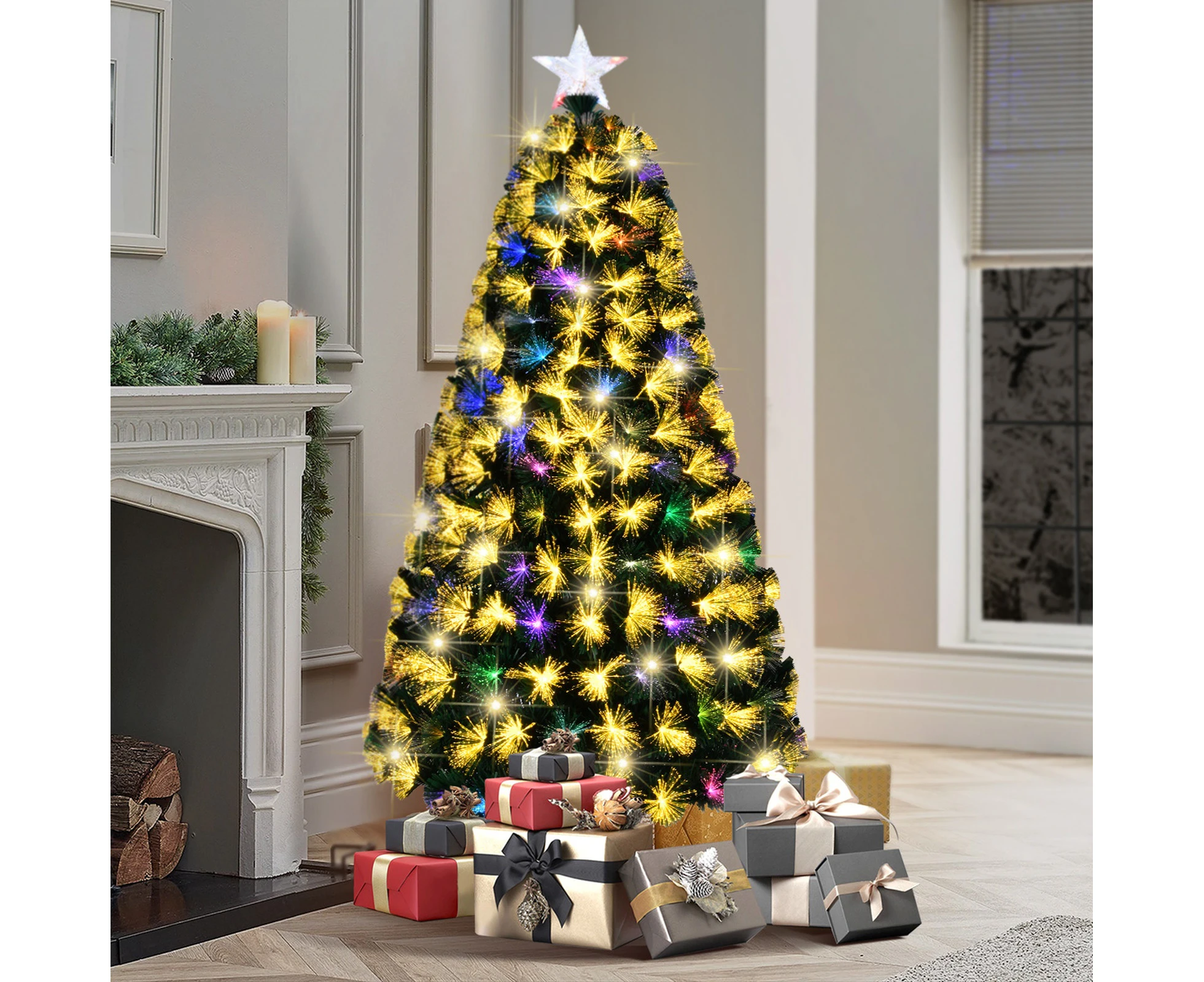 Mazam Christmas Tree 1.8M 6FT LED Xmas Trees Fibre Optic Multi Colour