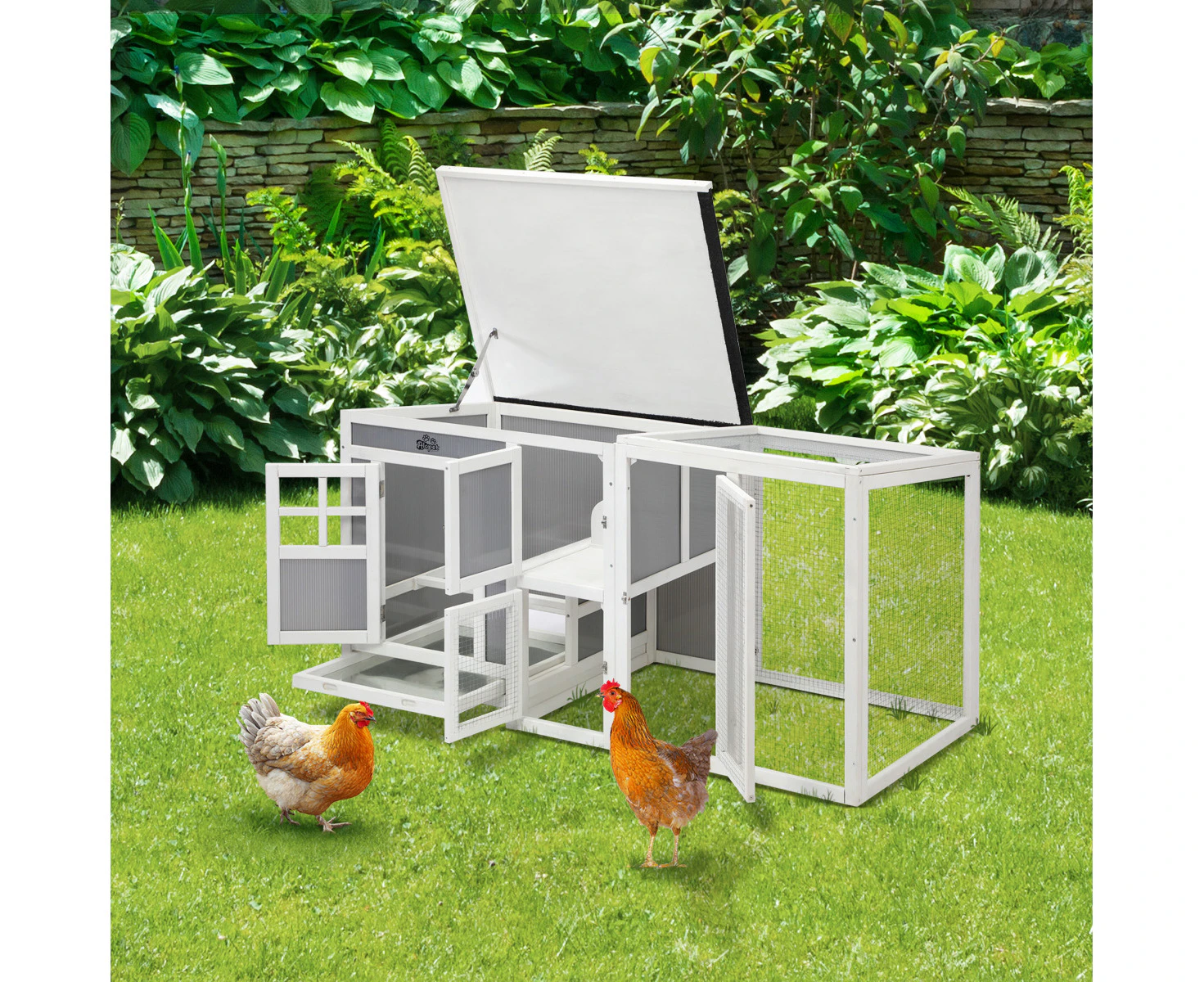 Alopet Chicken Coop Rabbit Hutch Wooden House Run Large Cage Double Hatch