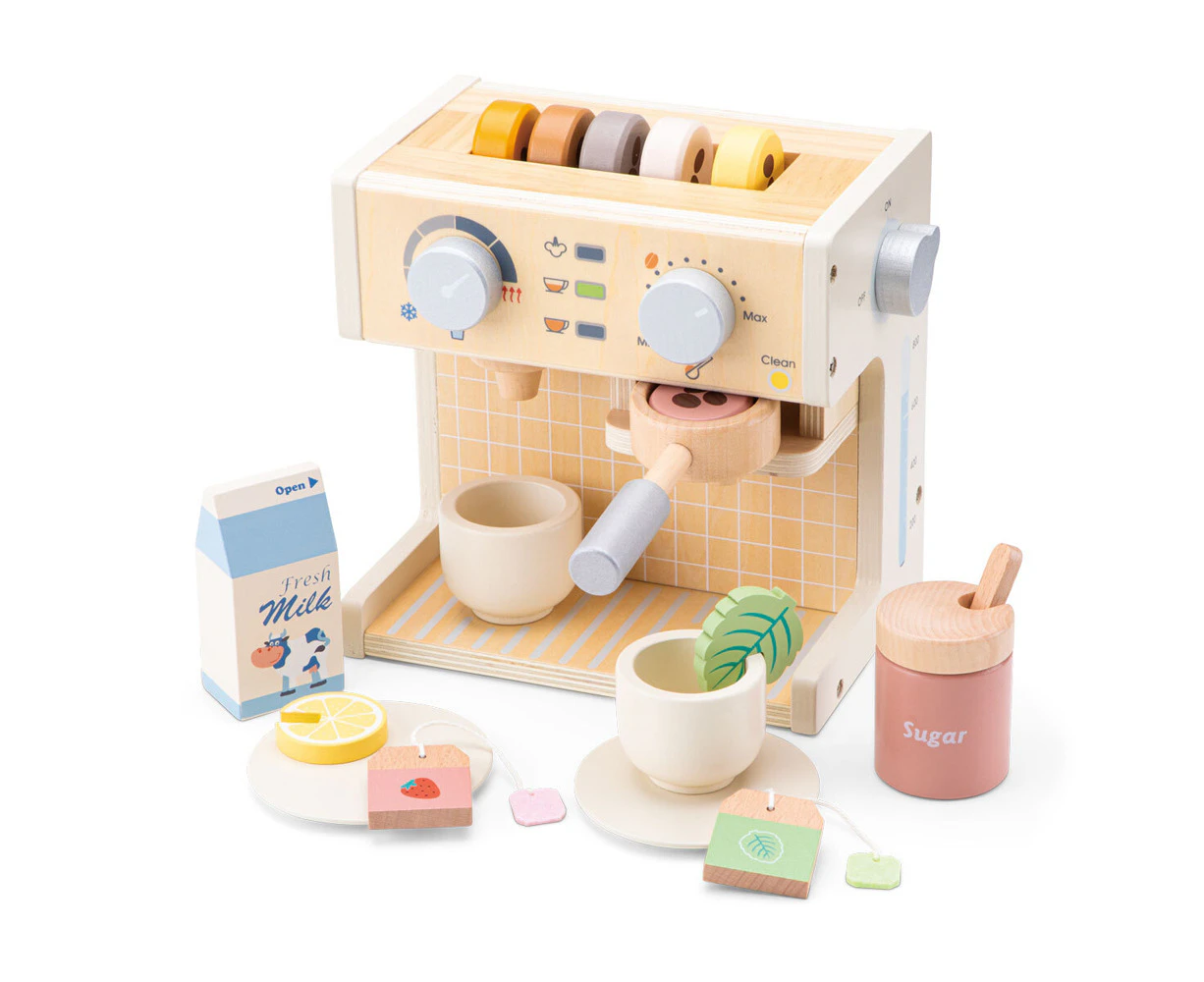 New Classic Toys Kids/Children Wooden Cafe Coffee Maker Role Play Toy Set 3y+