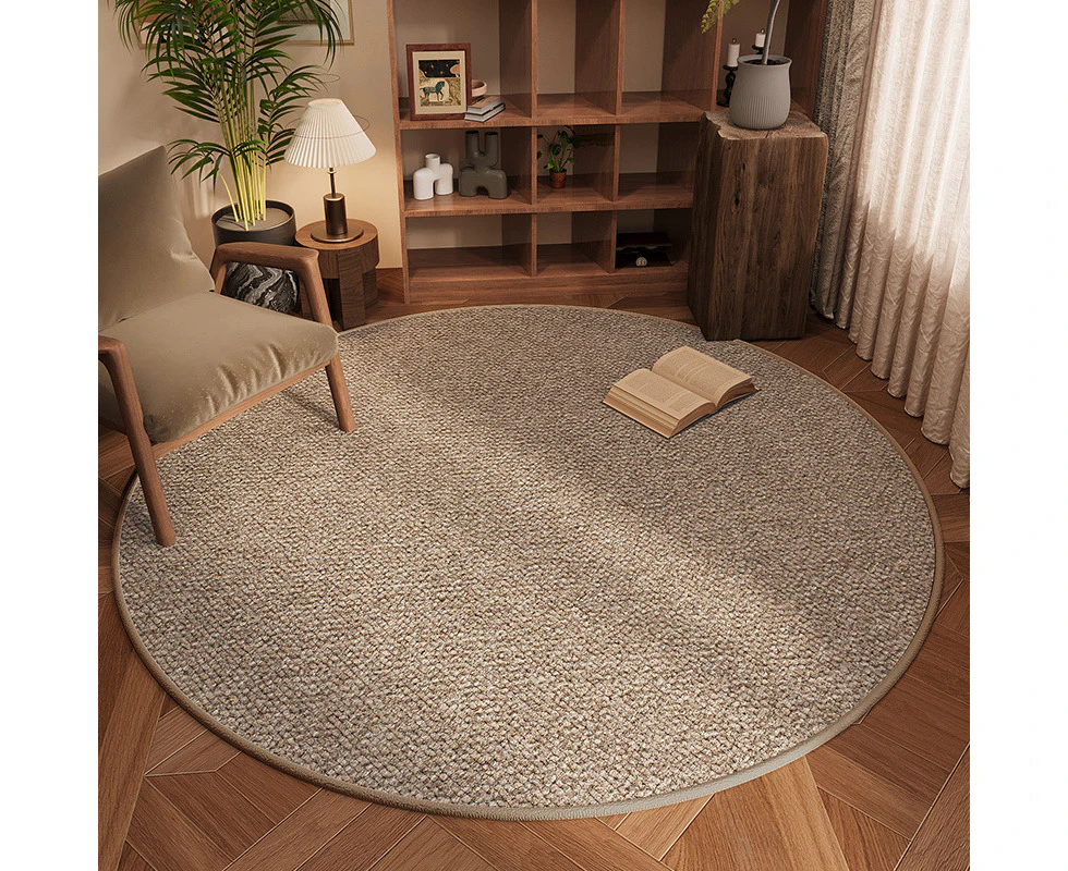 Diameter 200cm Round Area Rugs Washable Circle Rugs For Living Room Bedroom-Light Brown