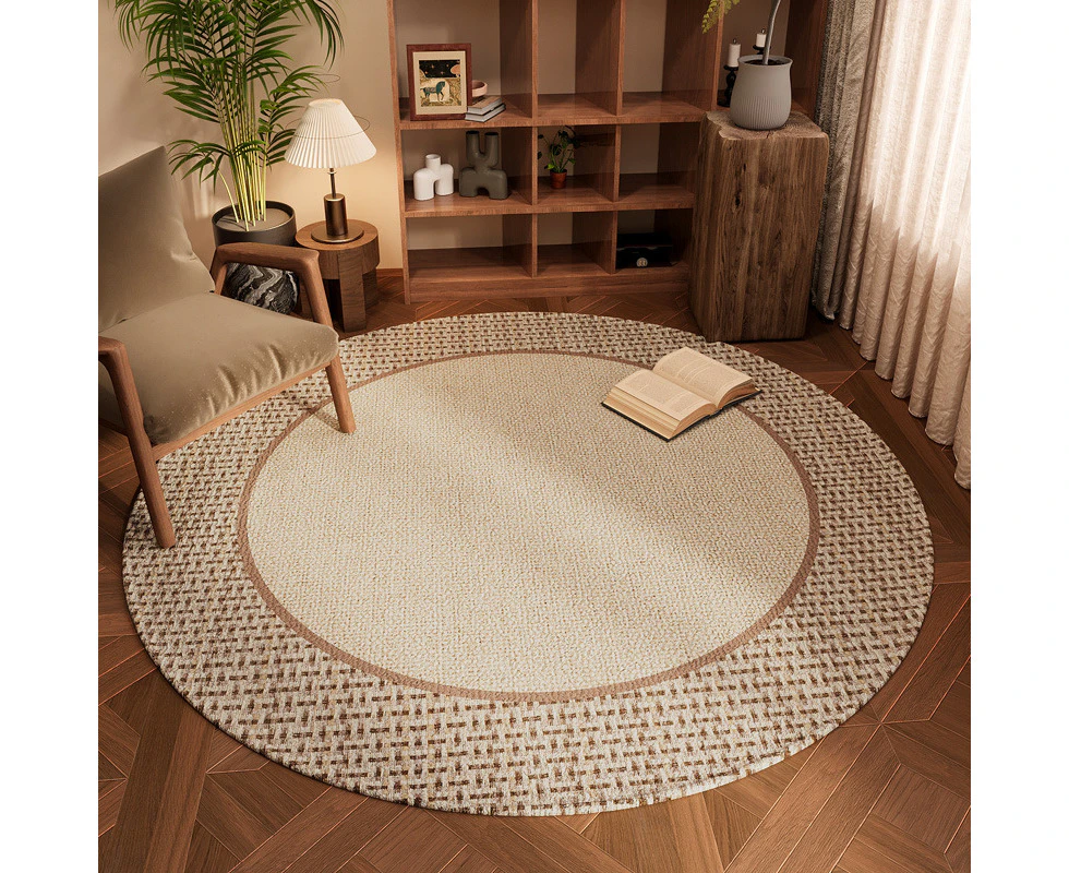 Diameter 100cm Round Area Rugs Washable Circle Rugs For Living Room Bedroom-Striped Pattern