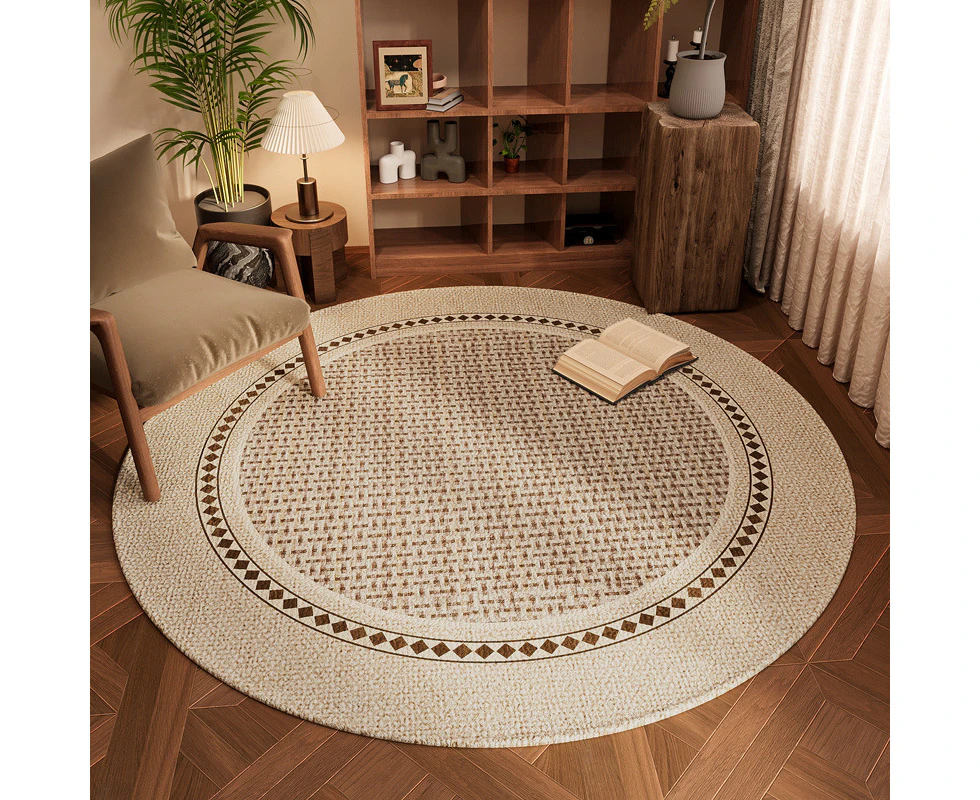 Diameter 200cm Round Area Rugs Washable Circle Rugs For Living Room Bedroom-Ribbed Pattern