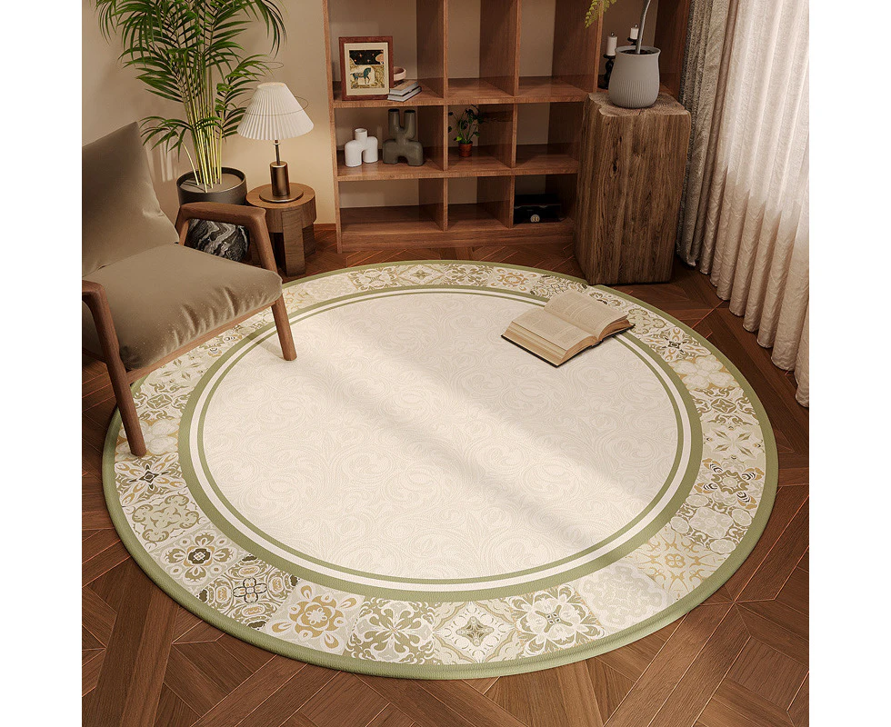 Diameter 80cm Round Area Rugs Washable Circle Rugs For Living Room Bedroom-Green