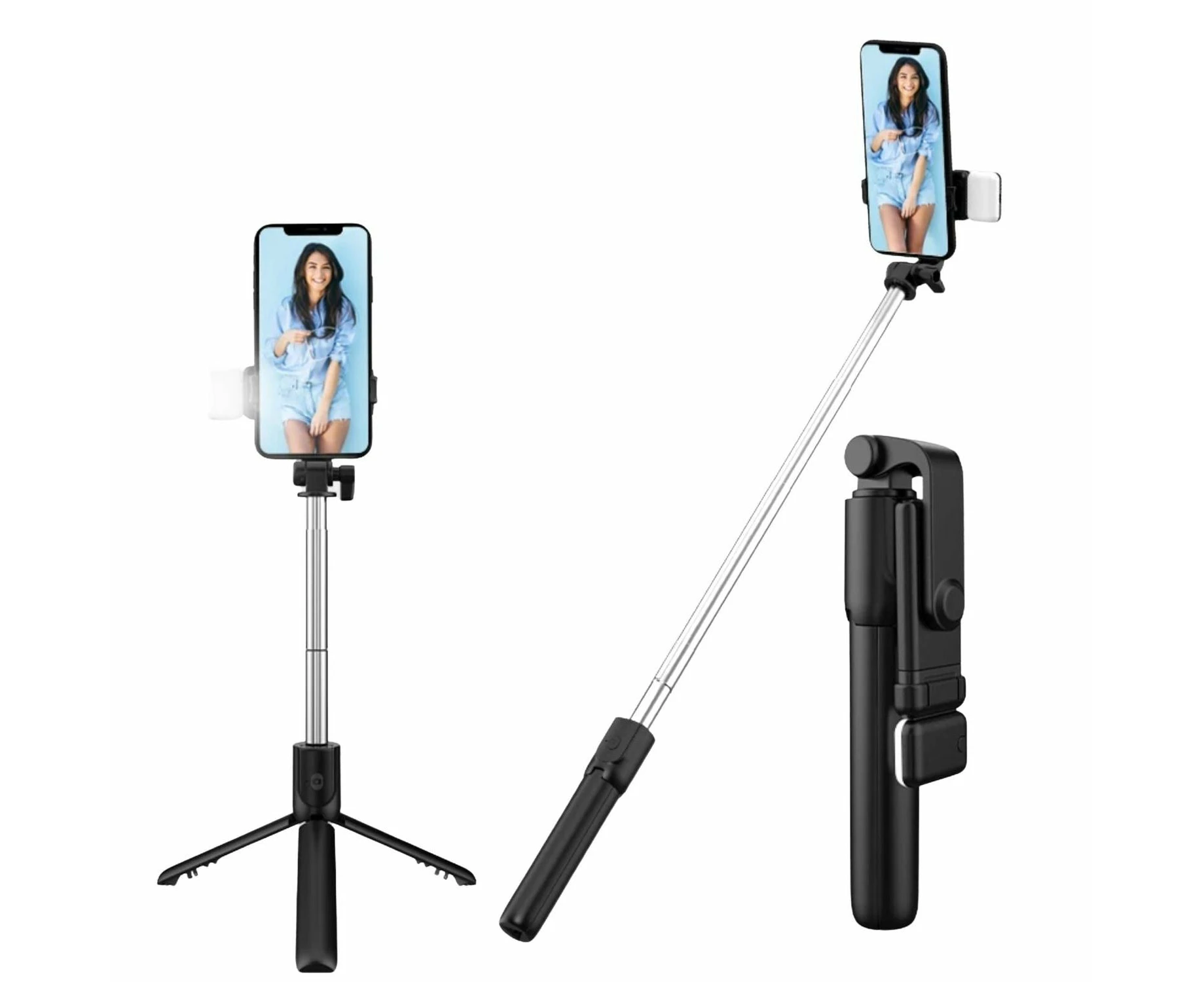 Stand Selfie Stick Handheld Tripod With Bluetooth Remote For Phone