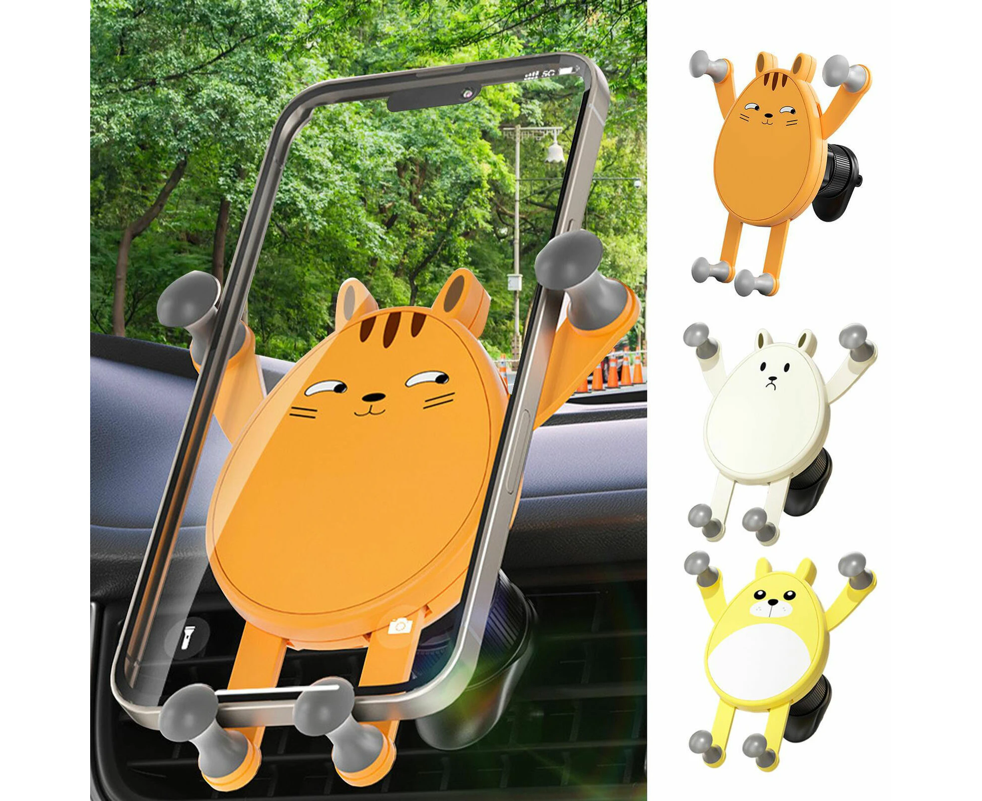 3Pcs Car Air Vent Mobile Phone Holder Hook Cute Car Mount Air Vent Phone Holder