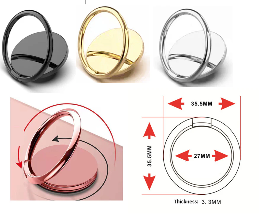 4Pcs Phone Ring Finger Holder Metal Mount Phone Stand Grip Universal Ring Holder