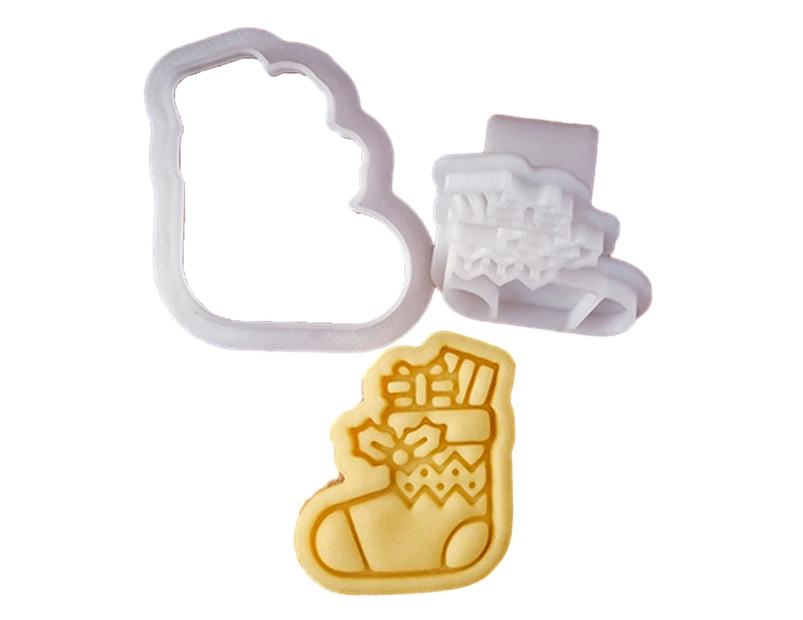 Christmas Patterned Cookie Cutters Baking Tools Plastic Baking Accessories - Christmas stocking