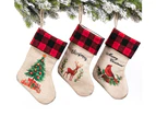 3pcs Christmas Stockings Plaid Xmas Stockings Decoration Plush Gift Candy Bag