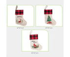 3pcs Christmas Stockings Plaid Xmas Stockings Decoration Plush Gift Candy Bag