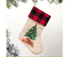 3pcs Christmas Stockings Plaid Xmas Stockings Decoration Plush Gift Candy Bag