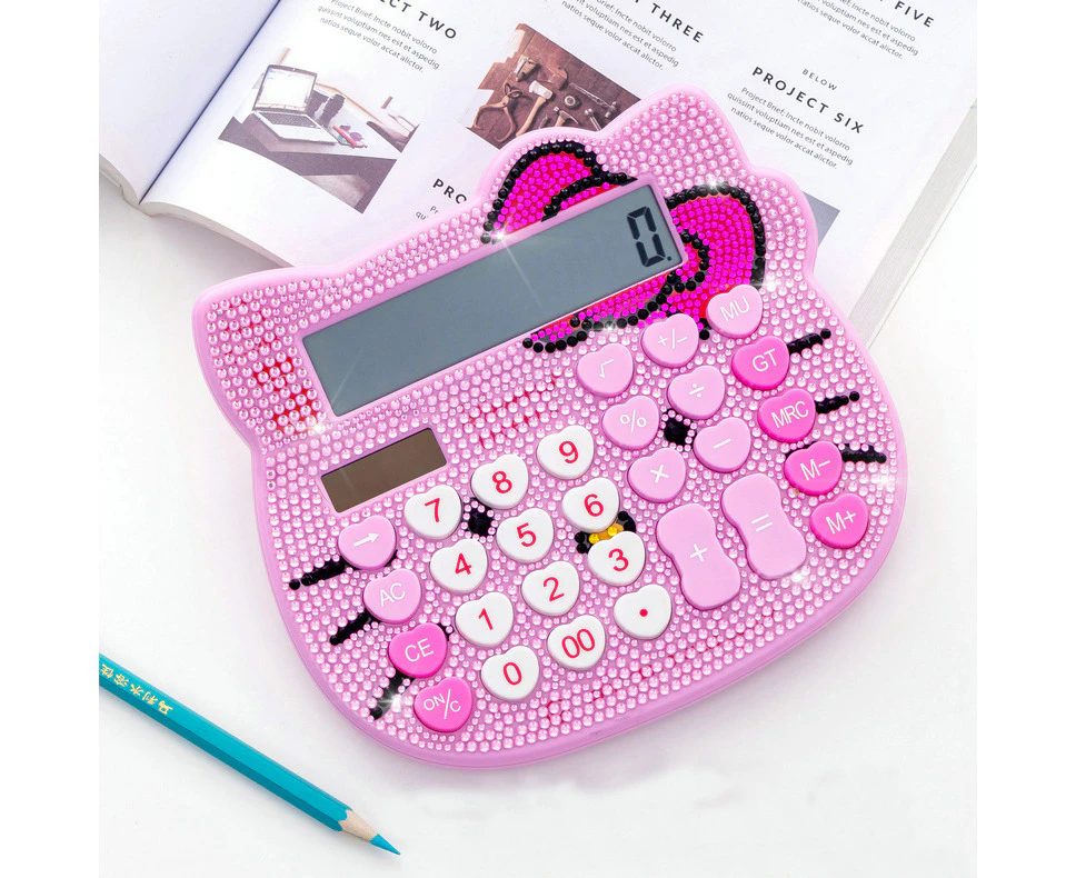 Women Calculators,BREIS Creative Cute Solar Energy Calculator, 12 Digit Large LCD Display, Handheld for Daily and Basic Office, Pink (Pink+Pink)