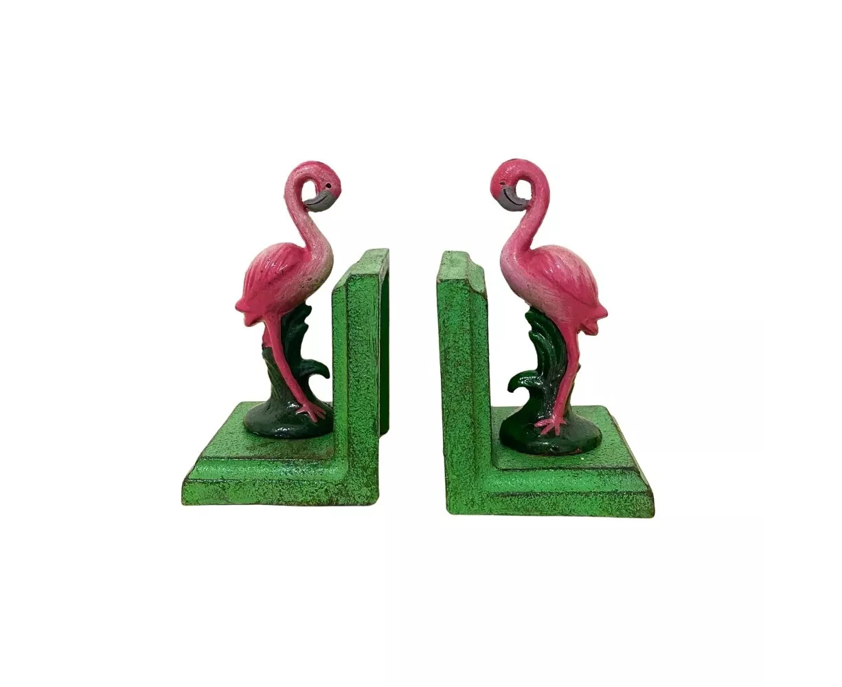 Cast Iron Flamingo Bookends