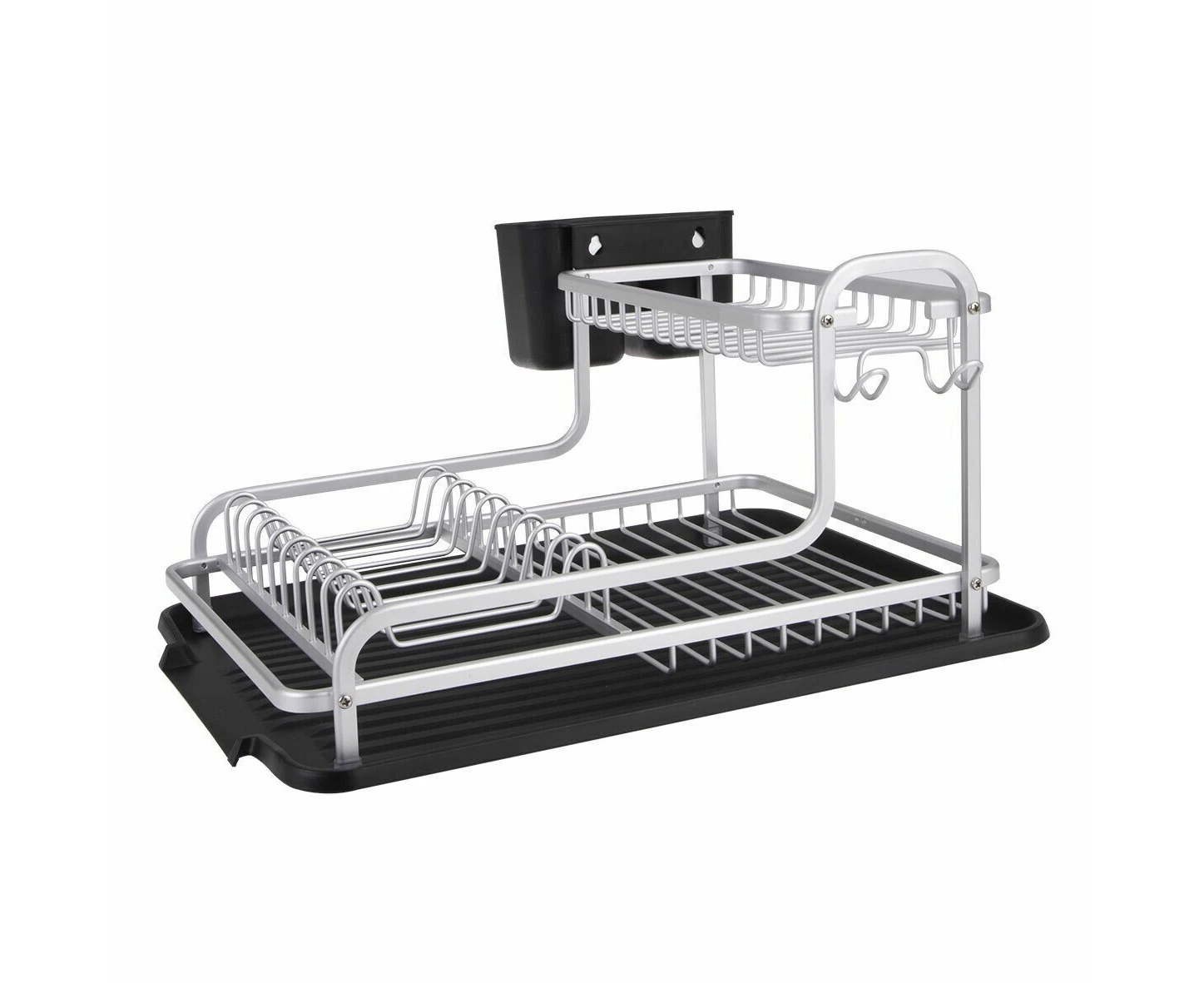 Dish Rack 2 Tier Drying Drainer Board Tray Cutlery Organiser Aluminium D.Line