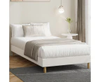 Oikiture Bed Frame King Single Size Bed Base White Boucle