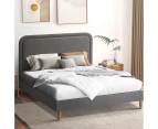 Oikiture Bed Frame Queen Size Beds Base Platform Fabric Grey BOB