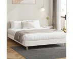 Oikiture Bed Frame Queen Size Bed Base White Boucle