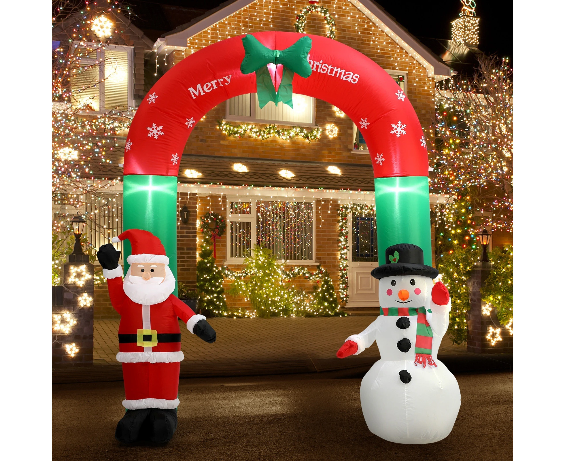 Mazam 2.4M Christmas Inflatable Archway Xmas LED Lights Outdoor Decoration