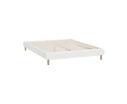 Oikiture Bed Frame Queen Size Bed Base White Boucle