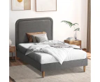 Oikiture Bed Frame Single Size Beds Base Platform Fabric Grey BOB