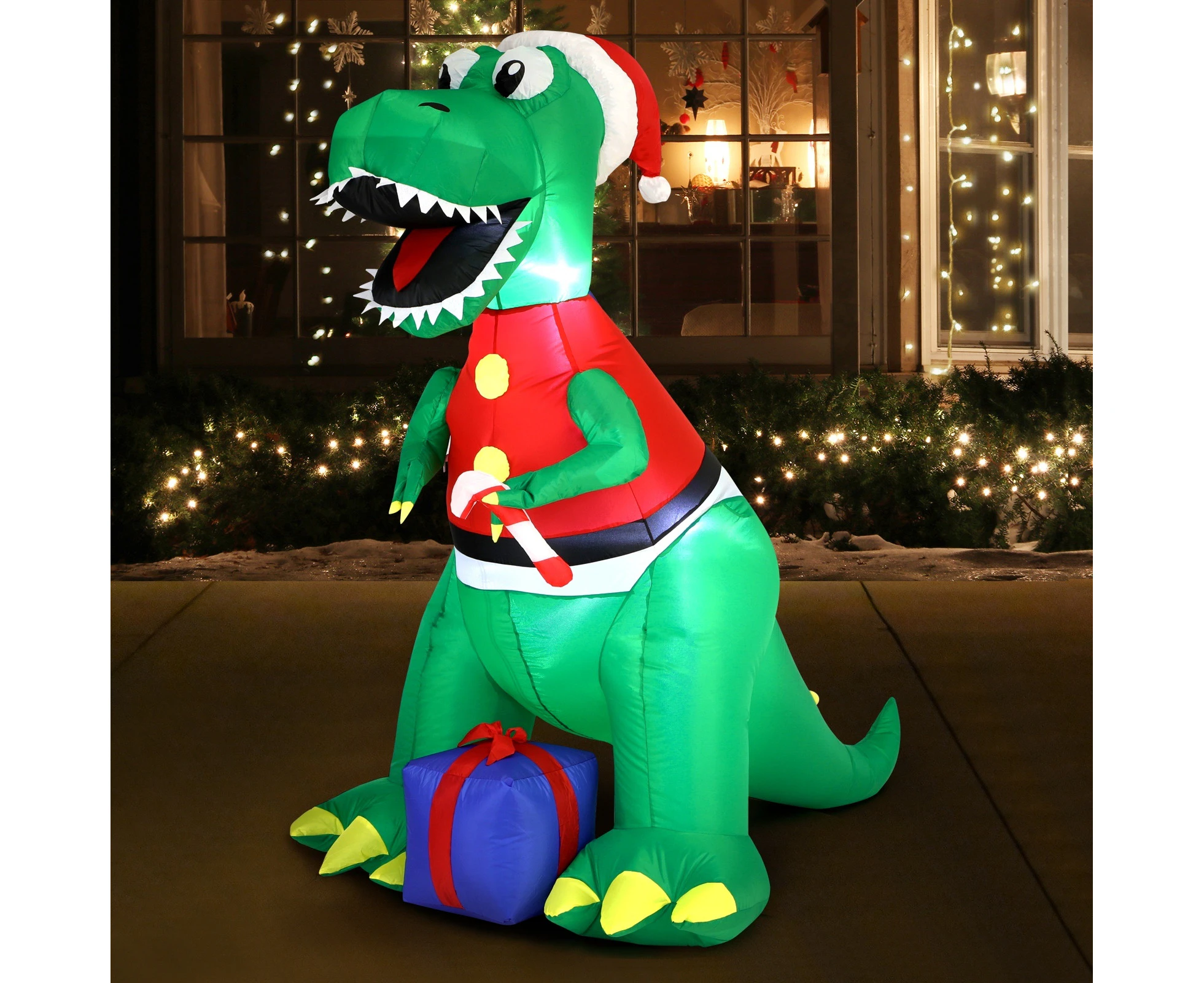 Mazam Christmas Inflatable Dinosaur 1.8M Xmas LED Lights Outdoor Decoration