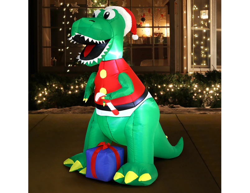 Mazam Christmas Inflatable Dinosaur 1.8M Xmas LED Lights Outdoor Decoration