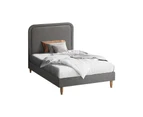 Oikiture Bed Frame Single Size Beds Base Platform Fabric Grey BOB