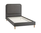 Oikiture Bed Frame Single Size Beds Base Platform Fabric Grey BOB