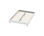 Oikiture Bed Frame Queen Size Bed Base White Boucle