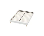 Oikiture Bed Frame Double Size Bed Base White Boucle