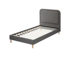 Oikiture Bed Frame Single Size Beds Base Platform Fabric Grey BOB